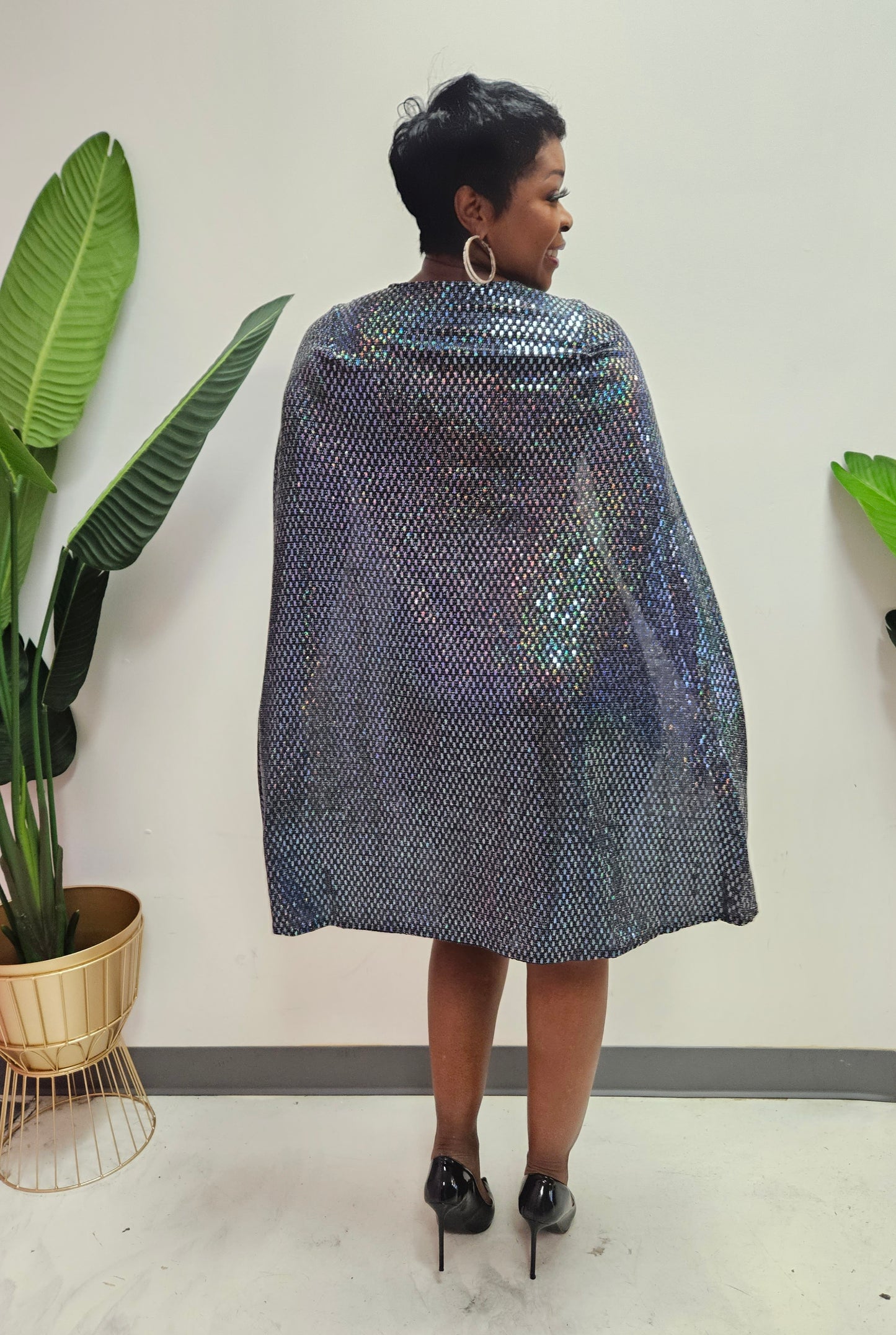 Allison Cape Sequins Dress