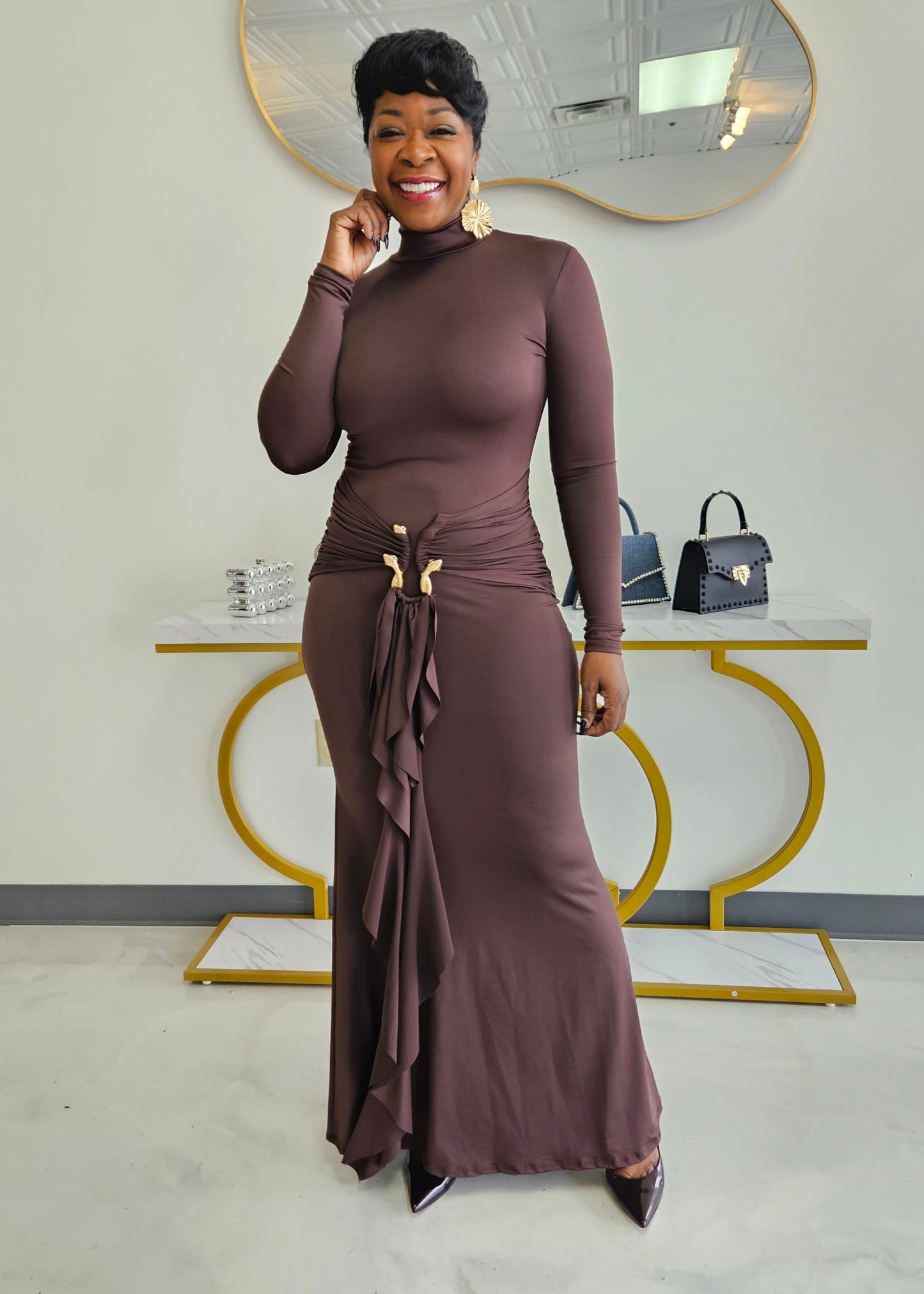 Brown Stone Maxi Dress