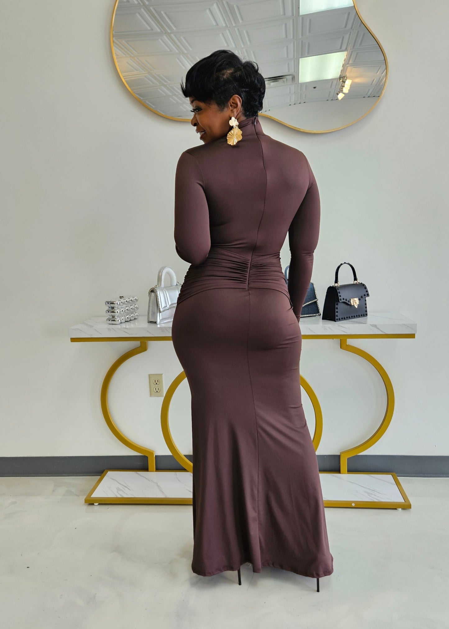 Brown Stone Maxi Dress
