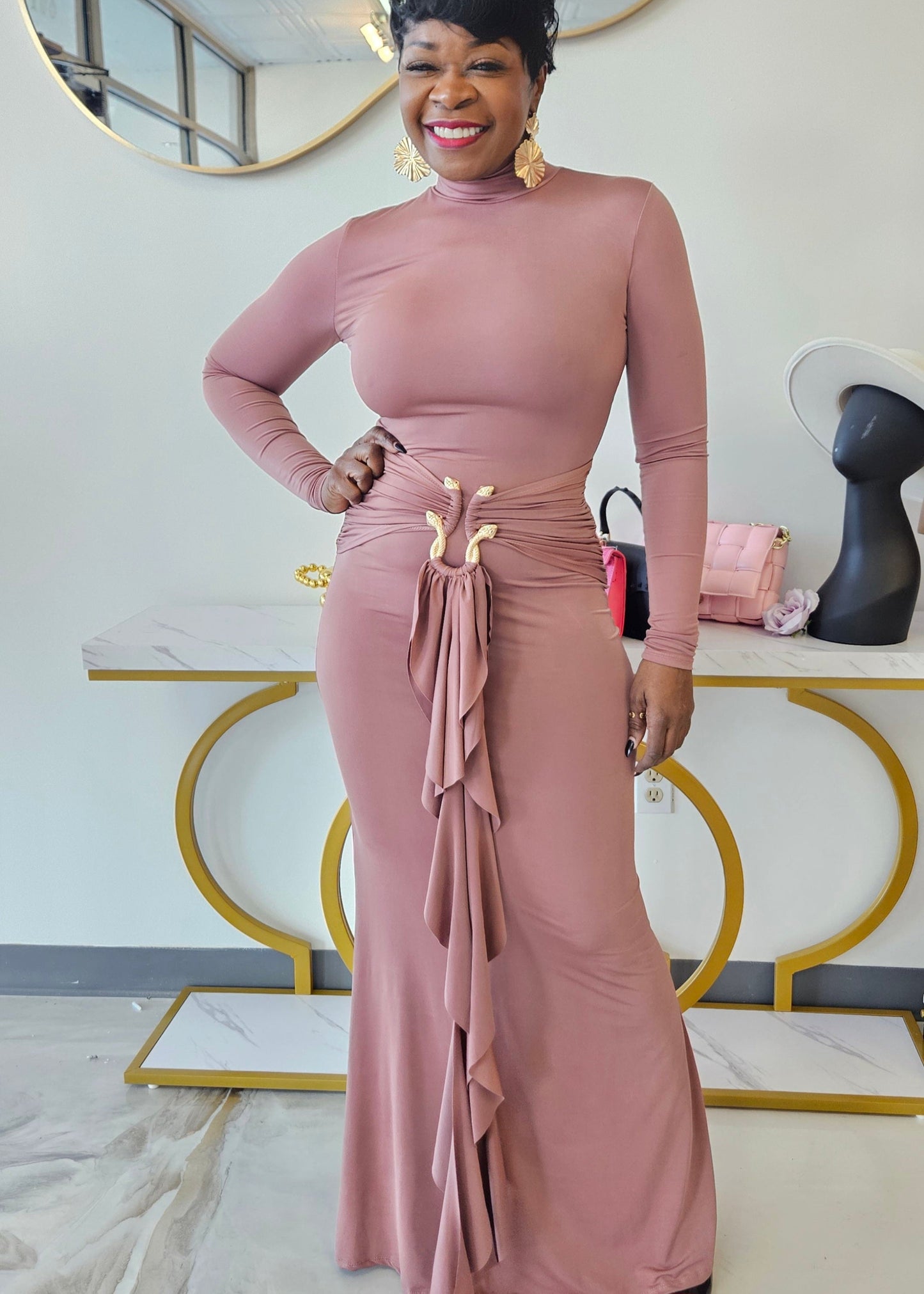 Brown Stone Maxi Dress