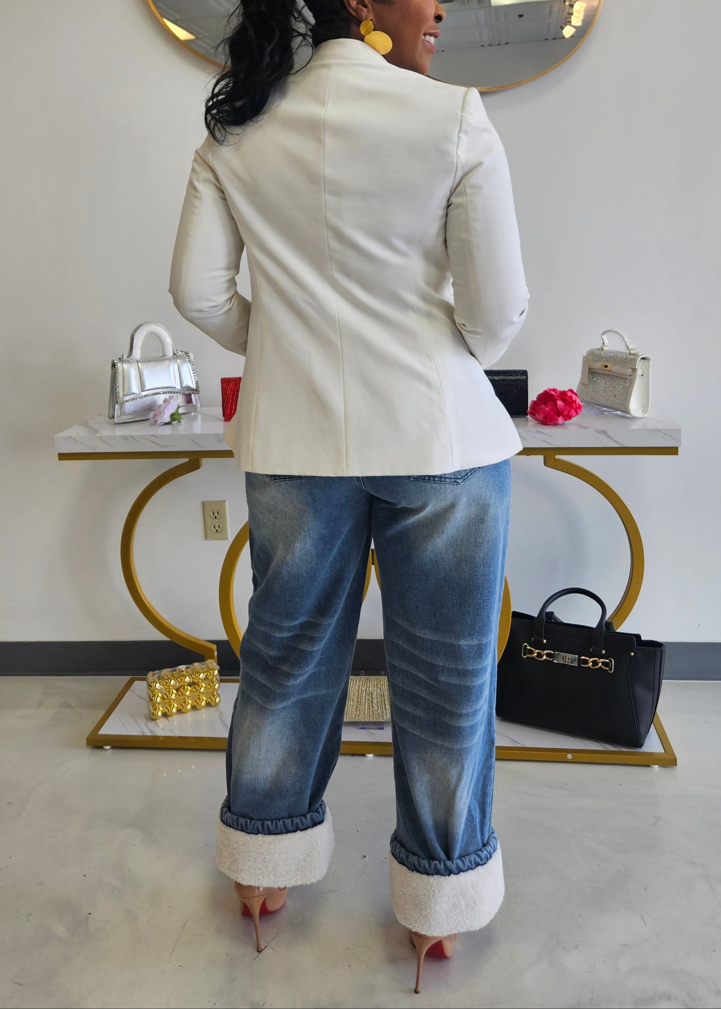 Hillary White Cuff Jeans