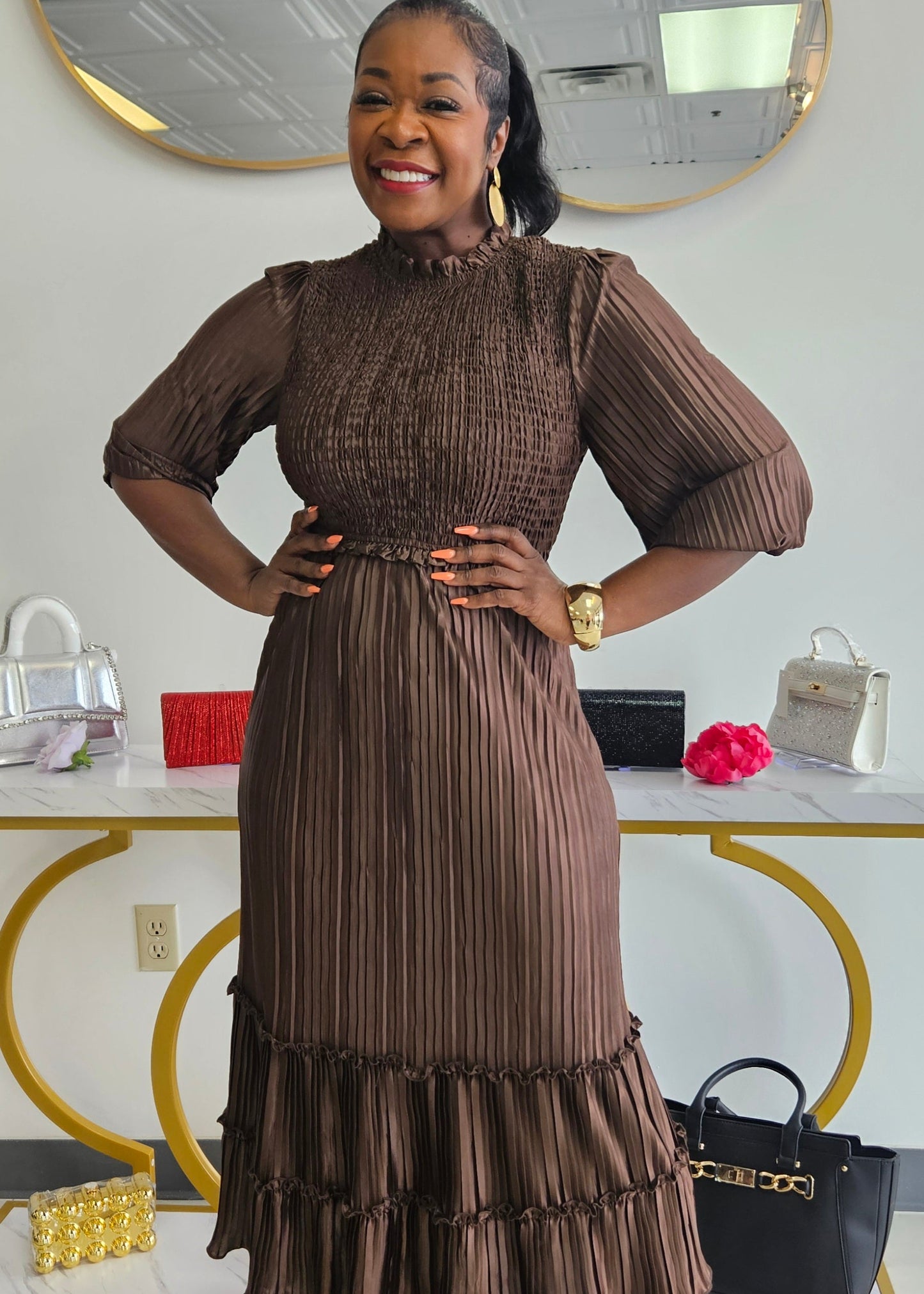 Nona Pleated Dress