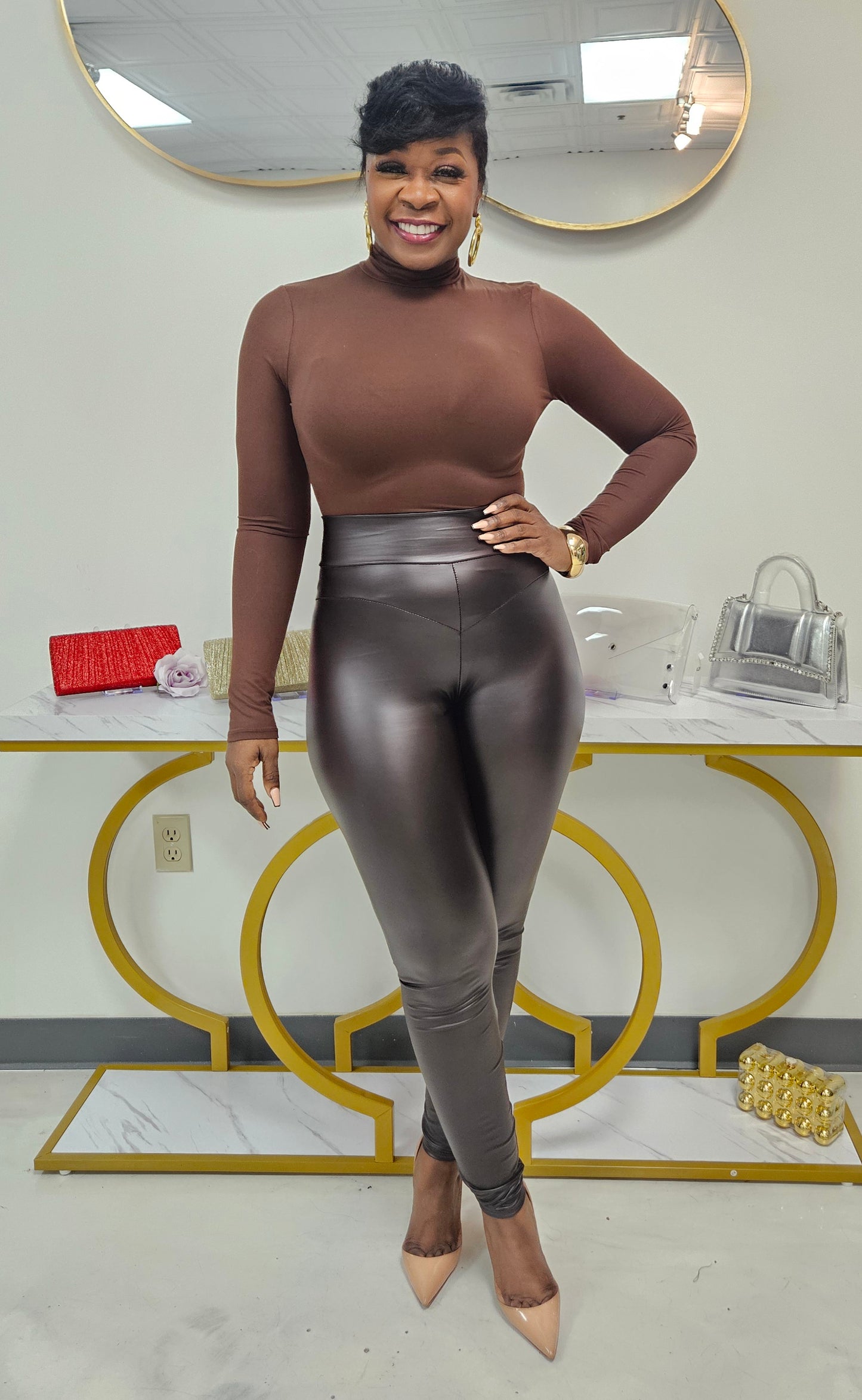 Brown Leather Leggings