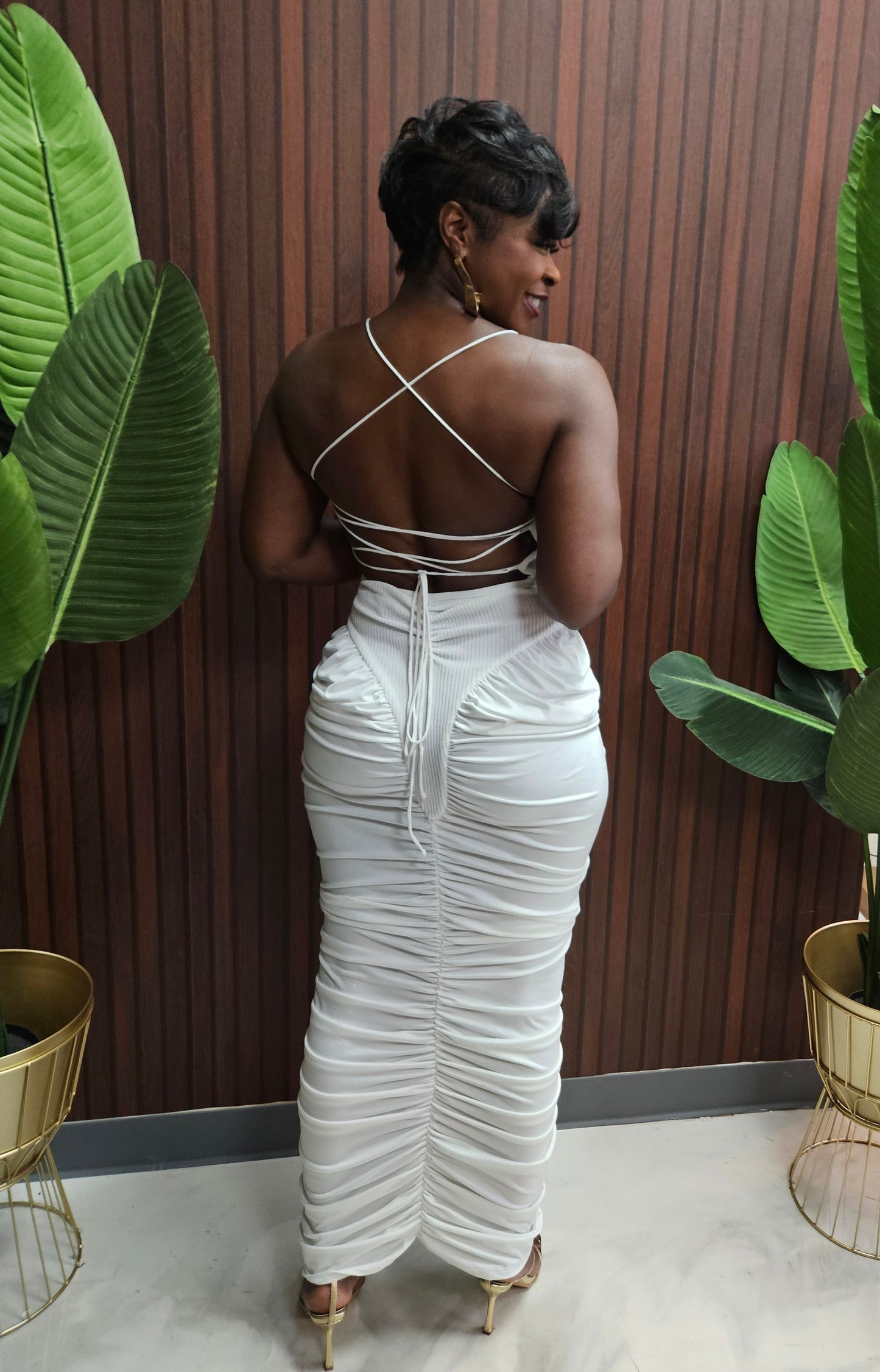 Zellie Ruched Maxi Dress