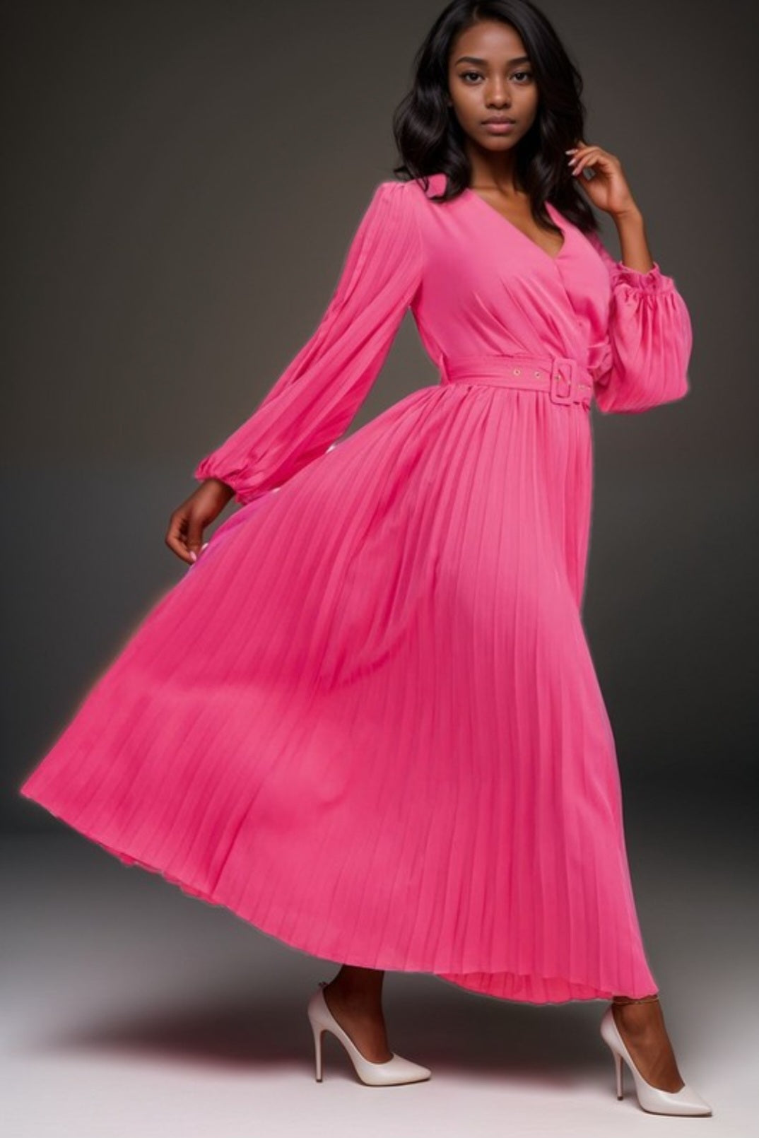 Alexa Pleated Maxi Dress