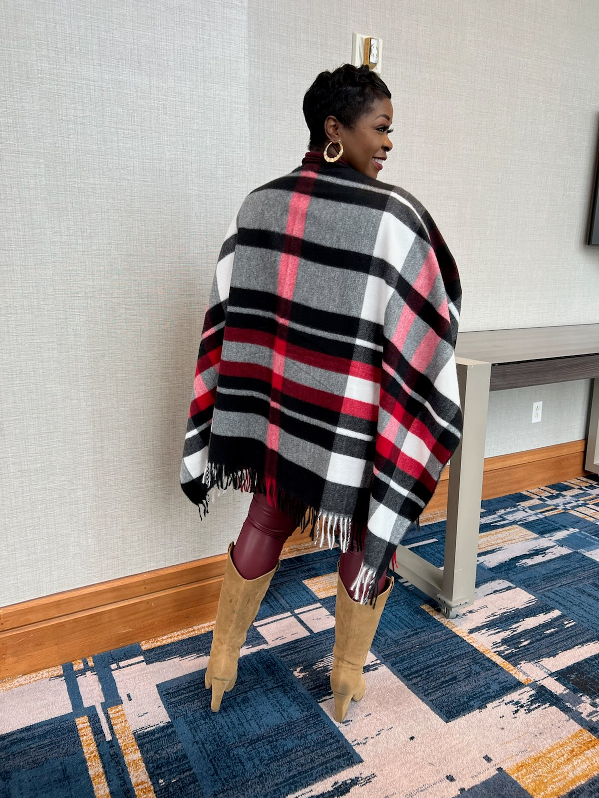 Essence Plaid Poncho