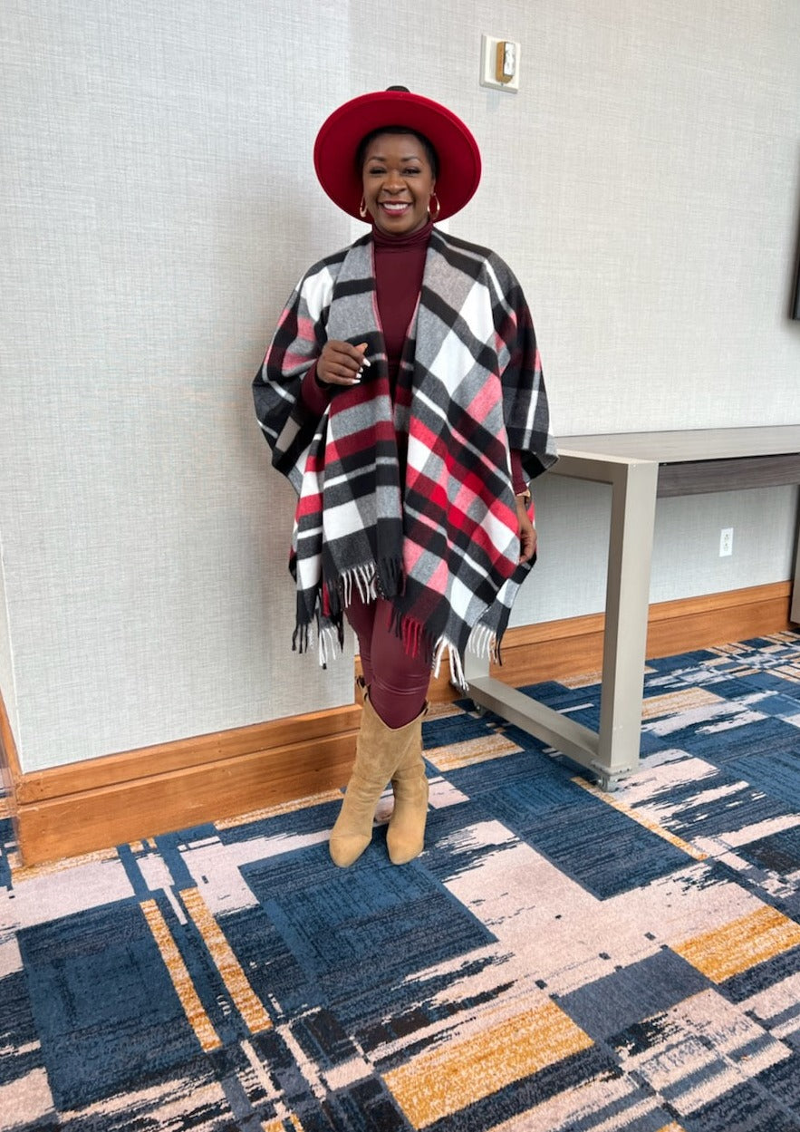 Essence Plaid Poncho