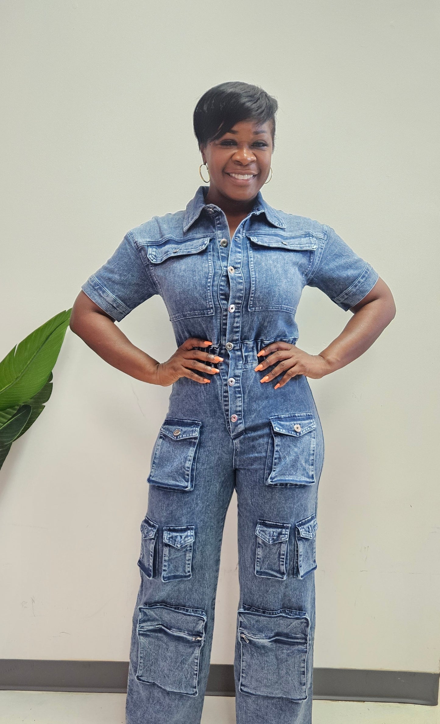 Latto Denim Cargo Jumpsuit