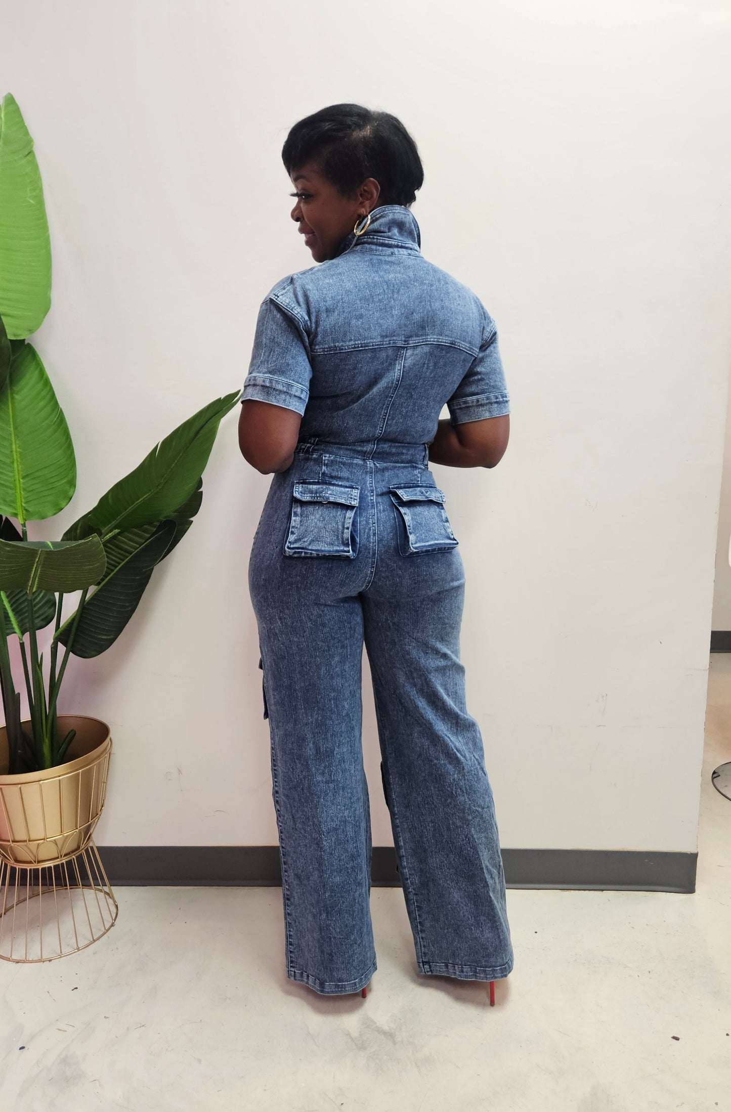 Latto Denim Cargo Jumpsuit