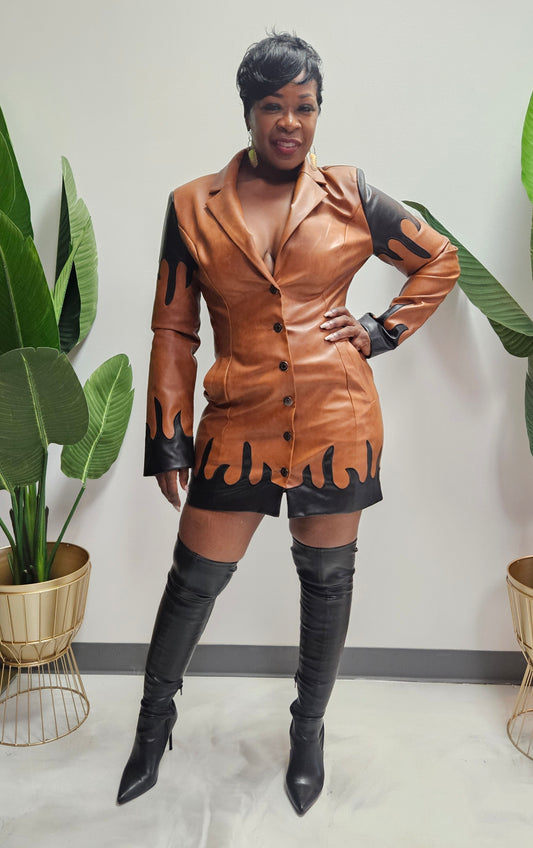 Foxy Brown Leather Jacket Dress