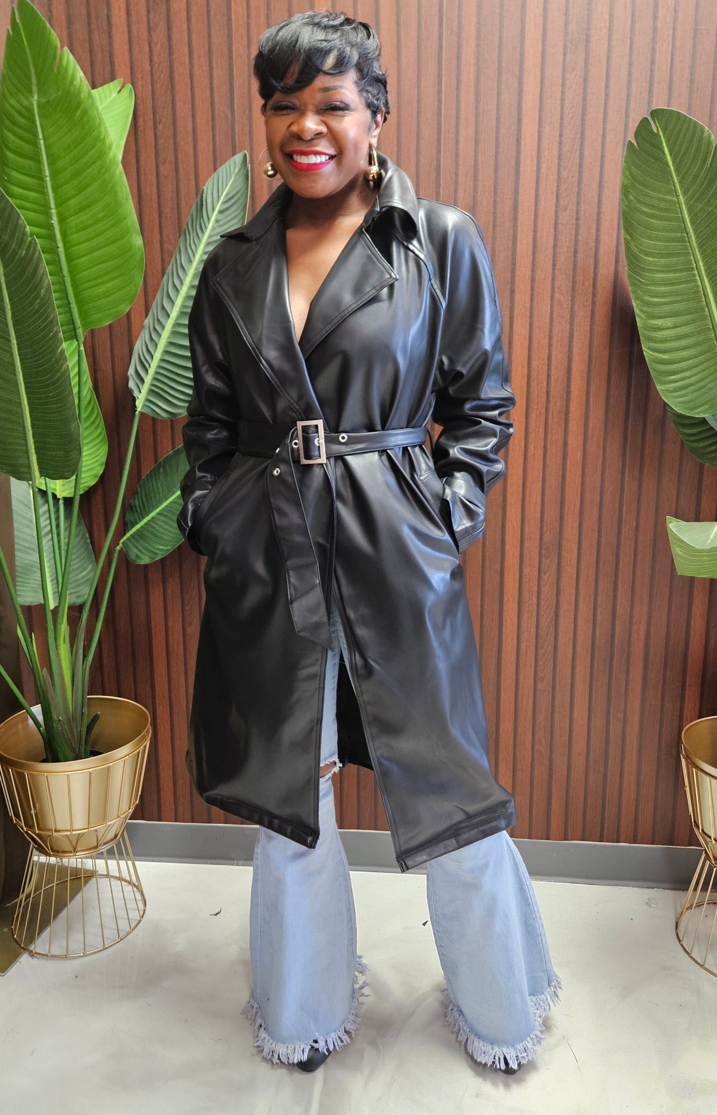 Landra Leather Trench Coat