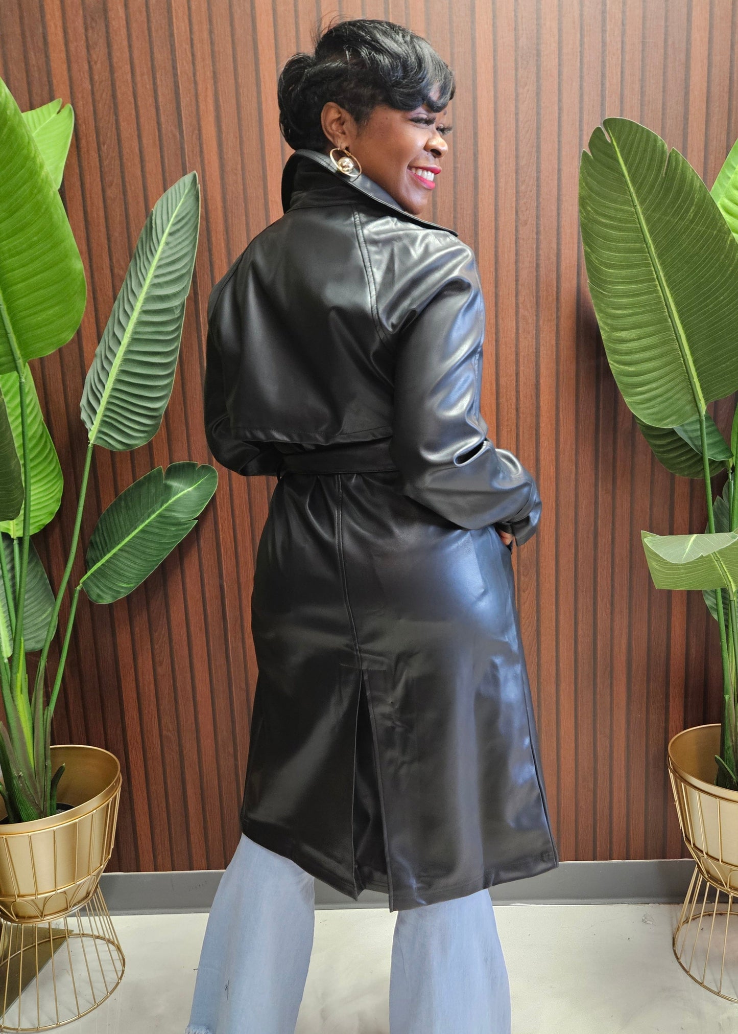 Landra Leather Trench Coat