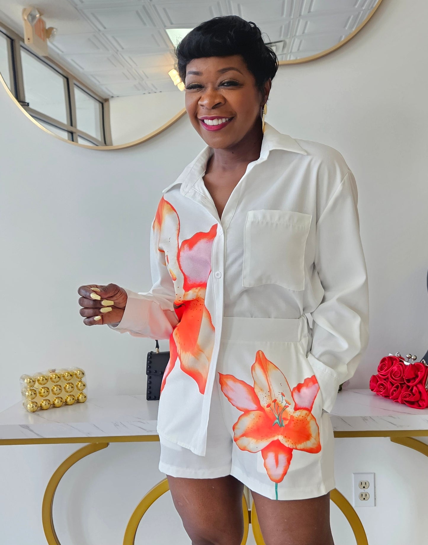 Draya Flower Print Set