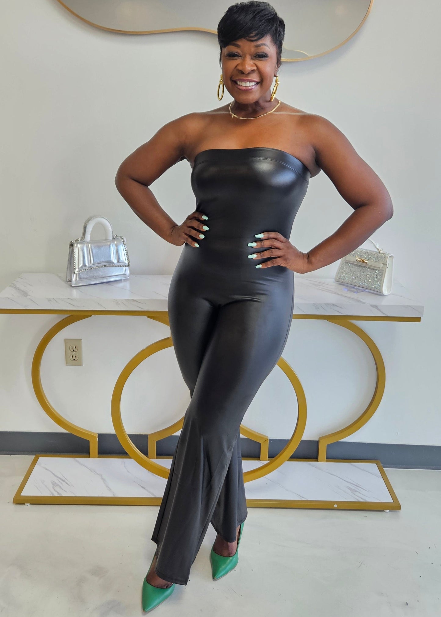 Monee' Leather Jumpsuit