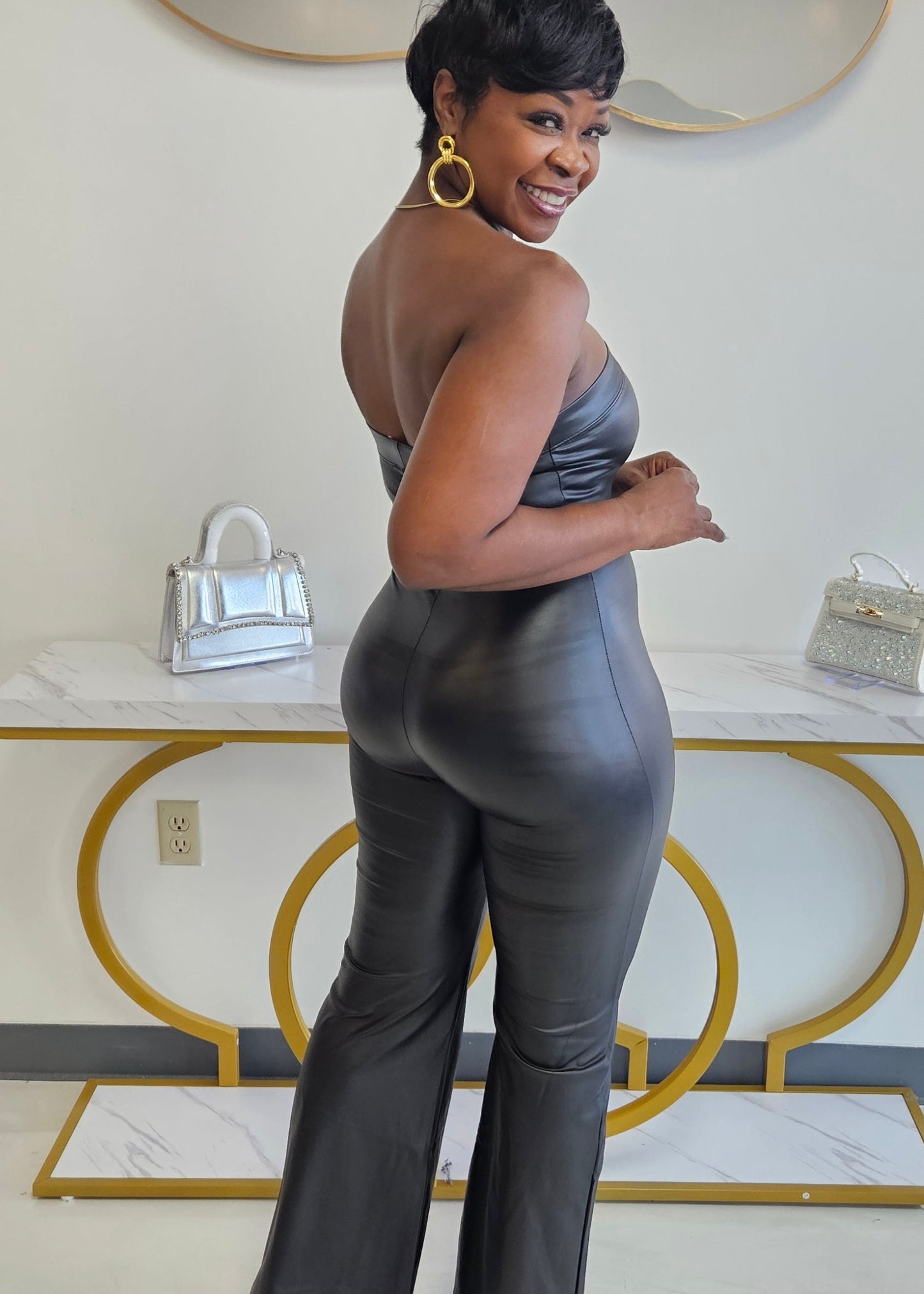 Monee' Leather Jumpsuit