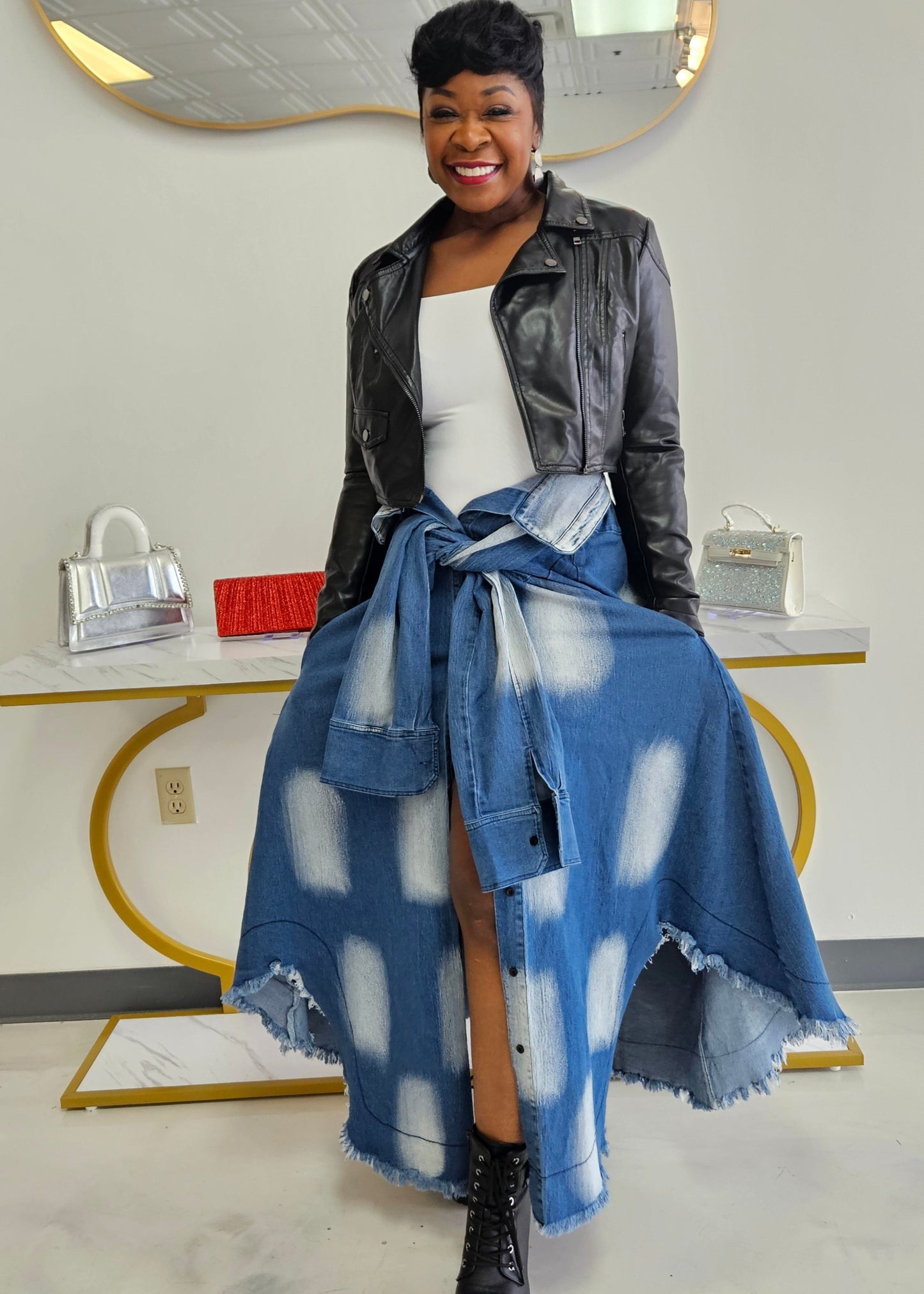 Deja Tie Denim Skirt