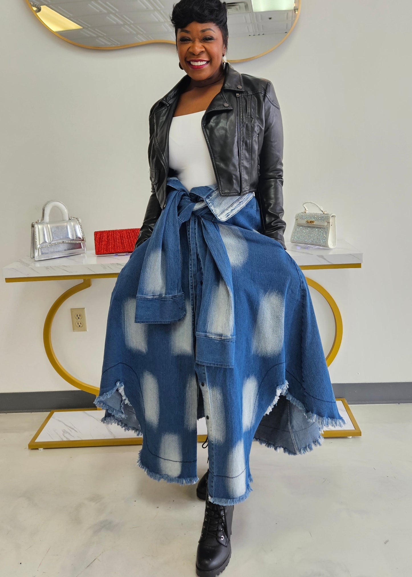 Deja Tie Denim Skirt