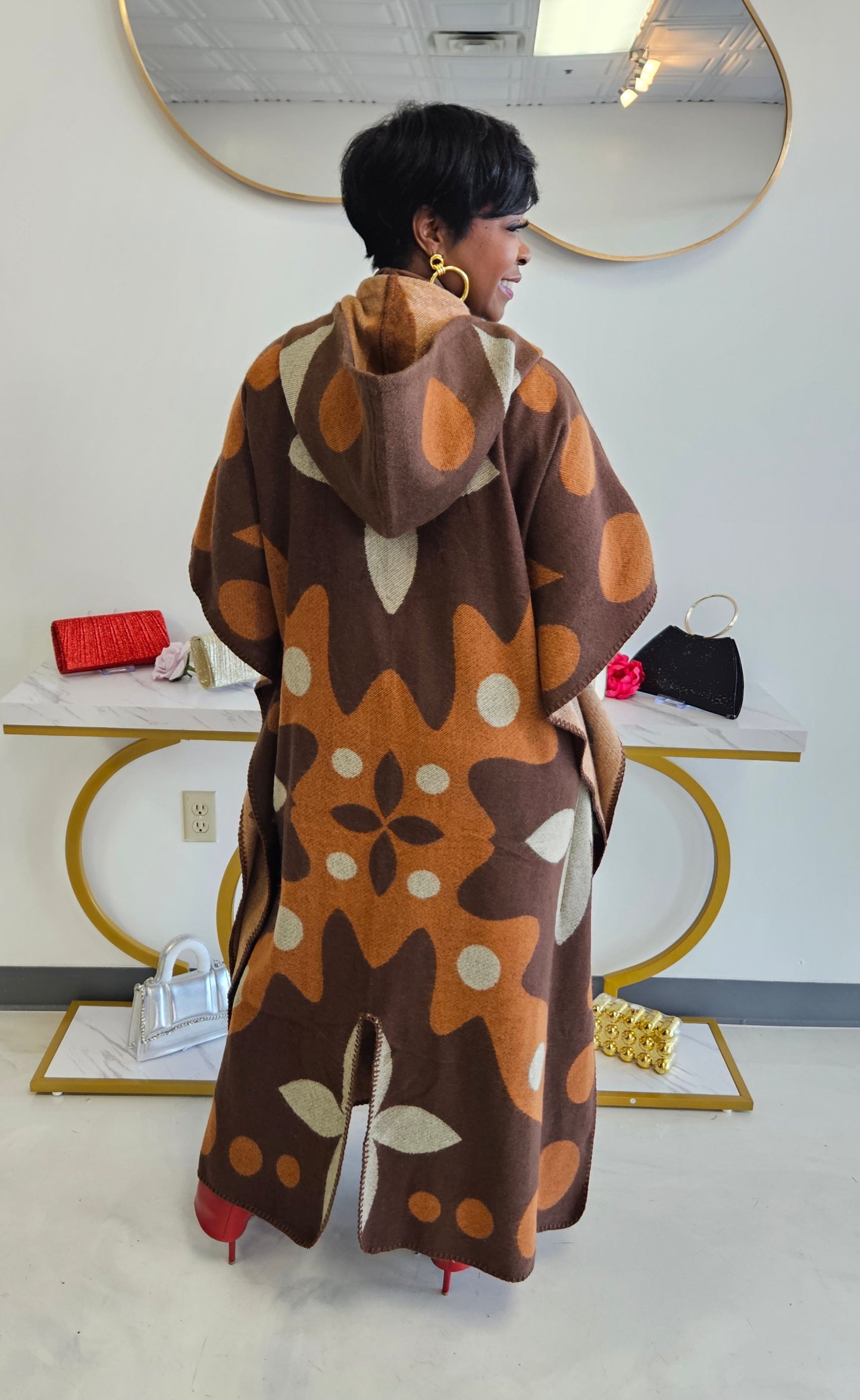 Hooded Cardigan Poncho