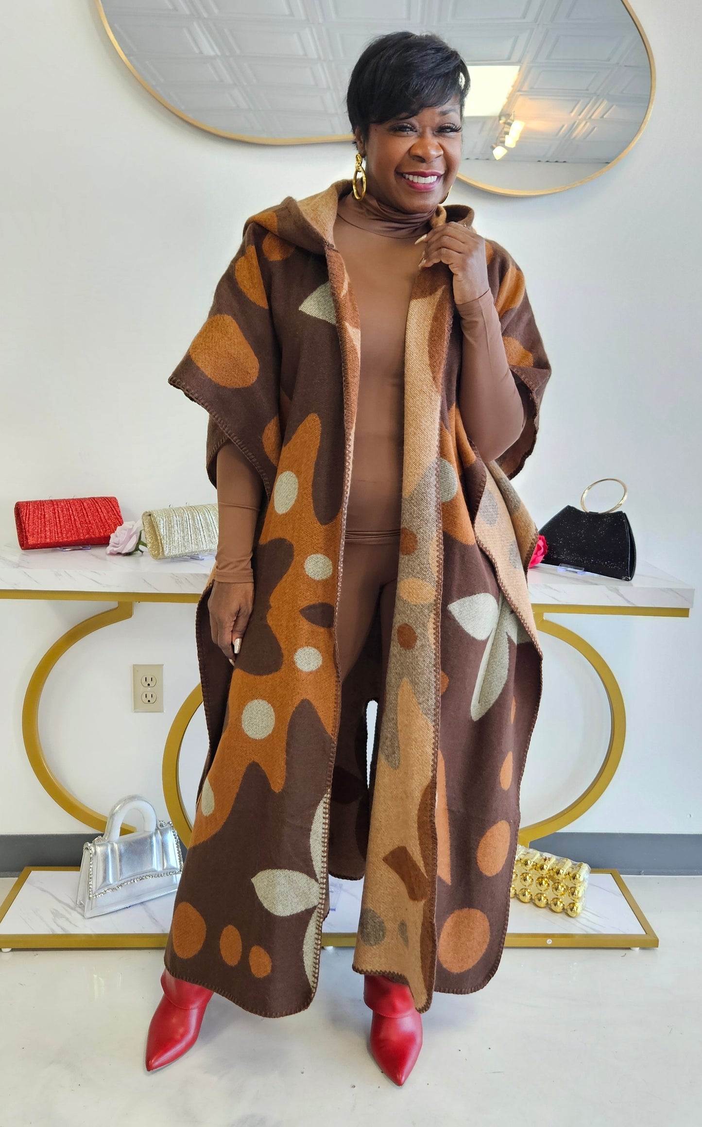 Hooded Cardigan Poncho