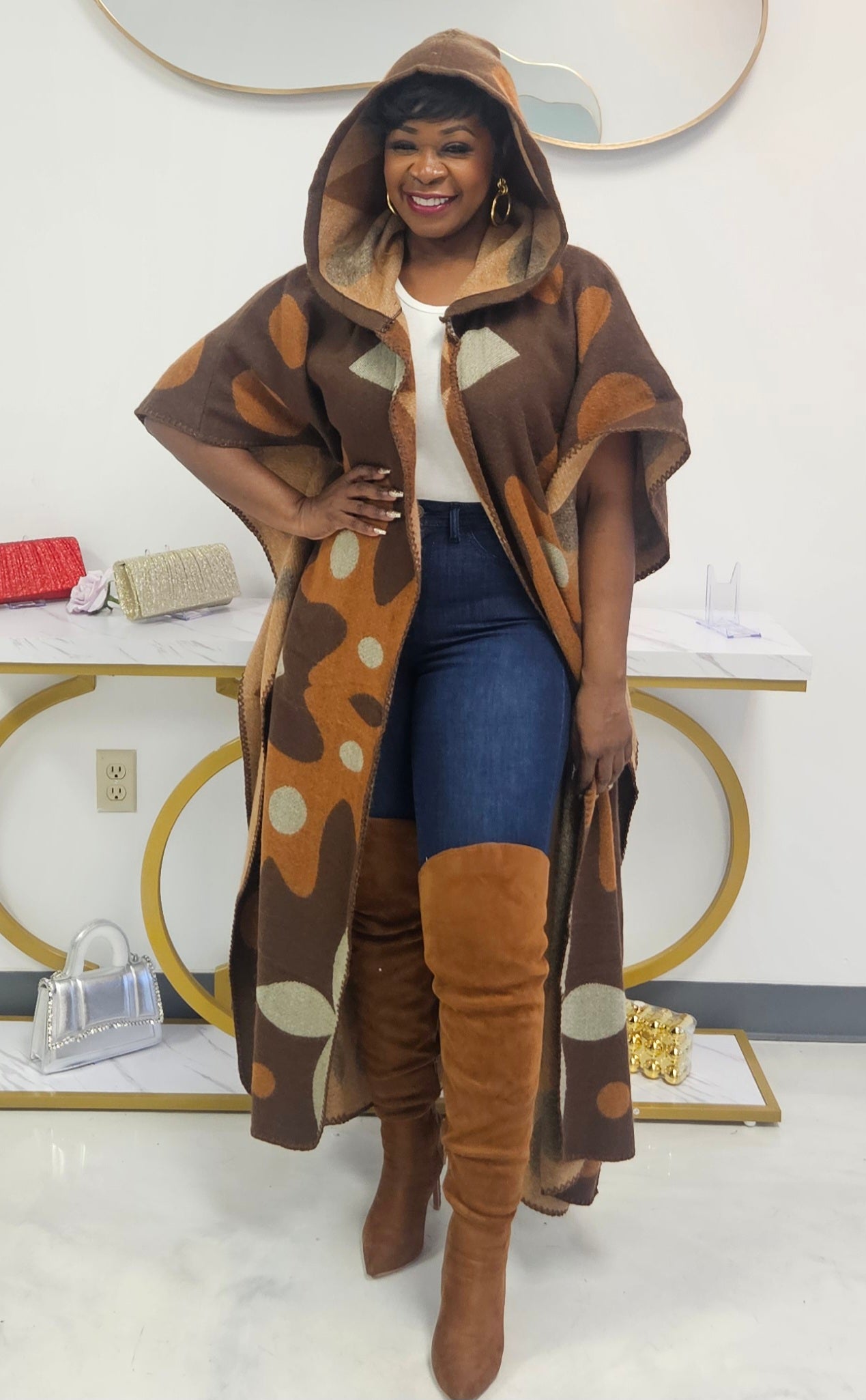 Hooded Cardigan Poncho