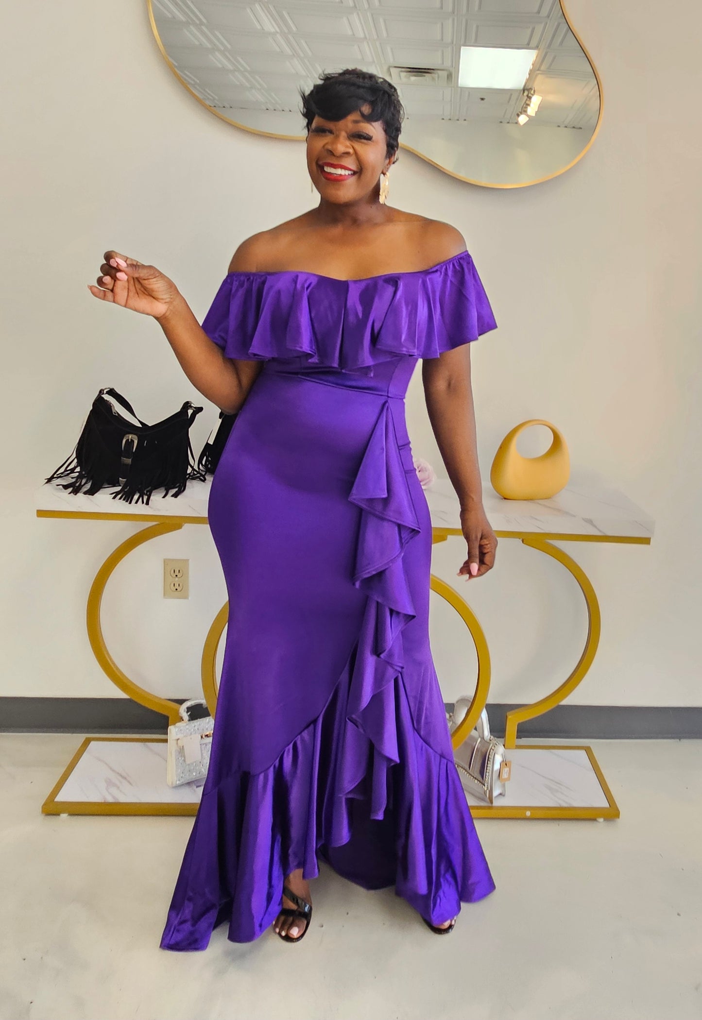 Crystal Ruffle Maxi Dress