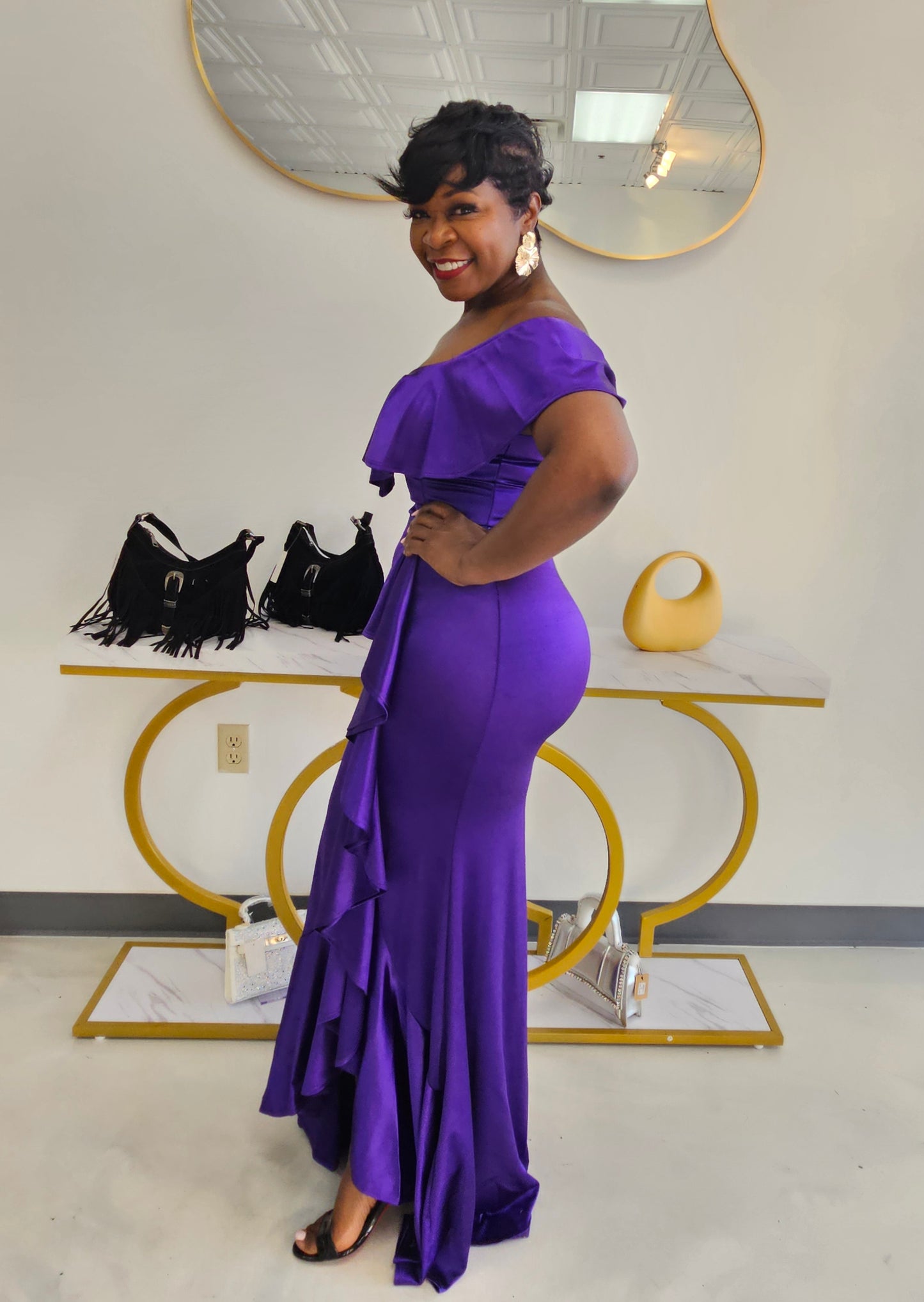 Crystal Ruffle Maxi Dress